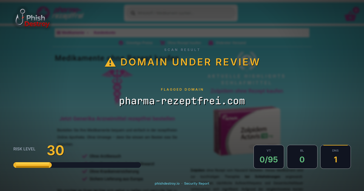 pharma-rezeptfrei.com phishing report — threat analysis by PhishDestroy