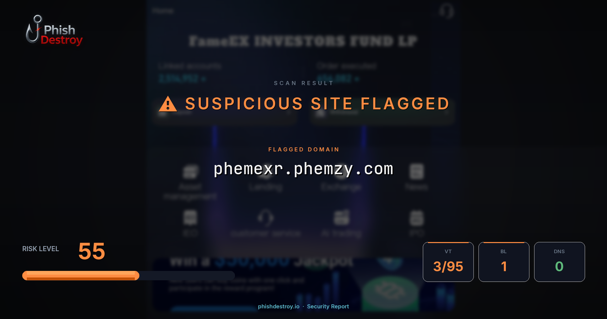 phemexr.phemzy.com phishing report — threat analysis by PhishDestroy