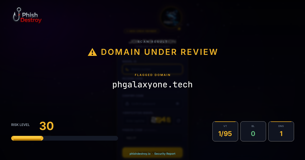 phgalaxyone.tech phishing report — threat analysis by PhishDestroy
