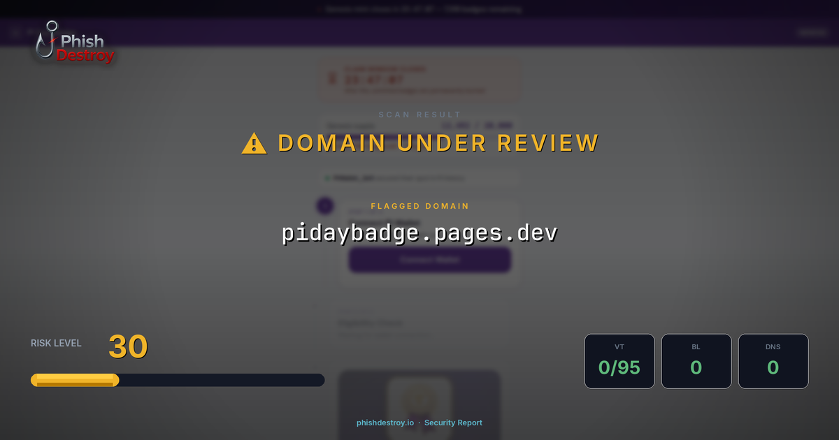 pidaybadge.pages.dev phishing report — threat analysis by PhishDestroy