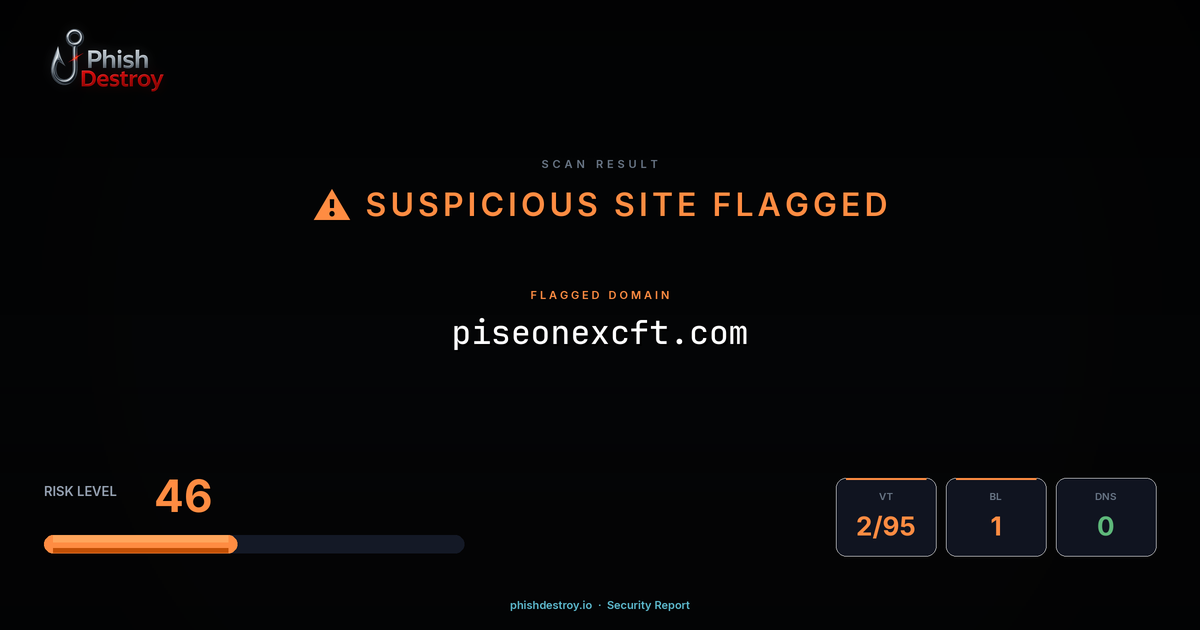 piseonexcft.com phishing report — threat analysis by PhishDestroy