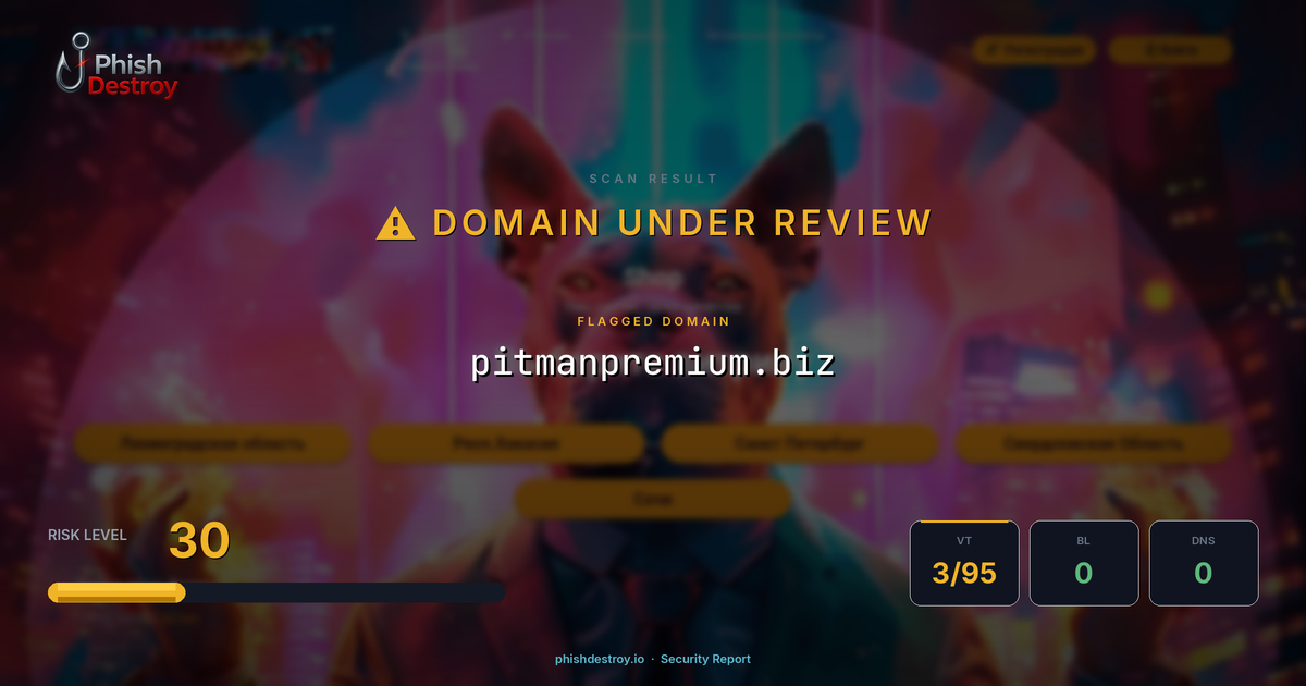 pitmanpremium.biz phishing report — threat analysis by PhishDestroy