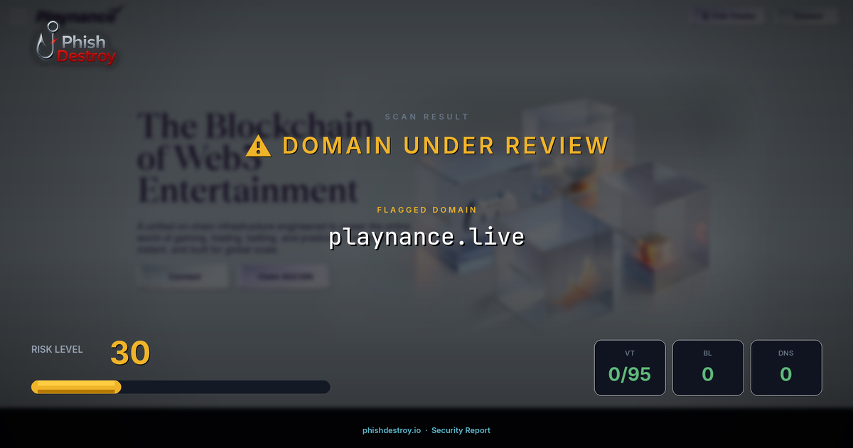 playnance.live phishing report — threat analysis by PhishDestroy