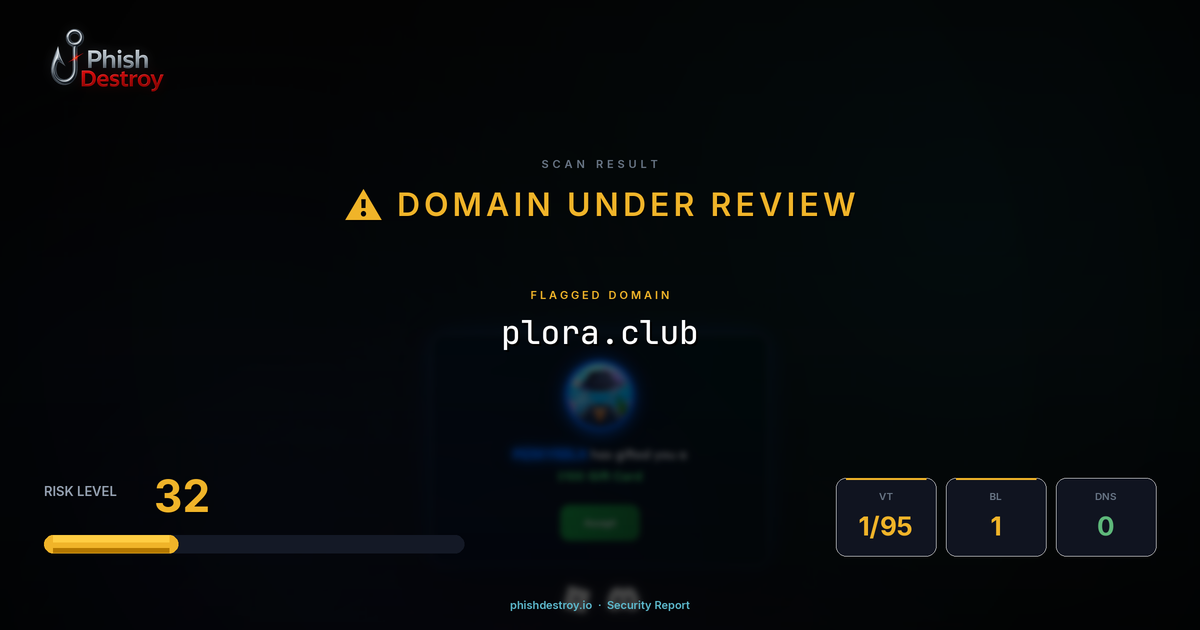 plora.club phishing report — threat analysis by PhishDestroy