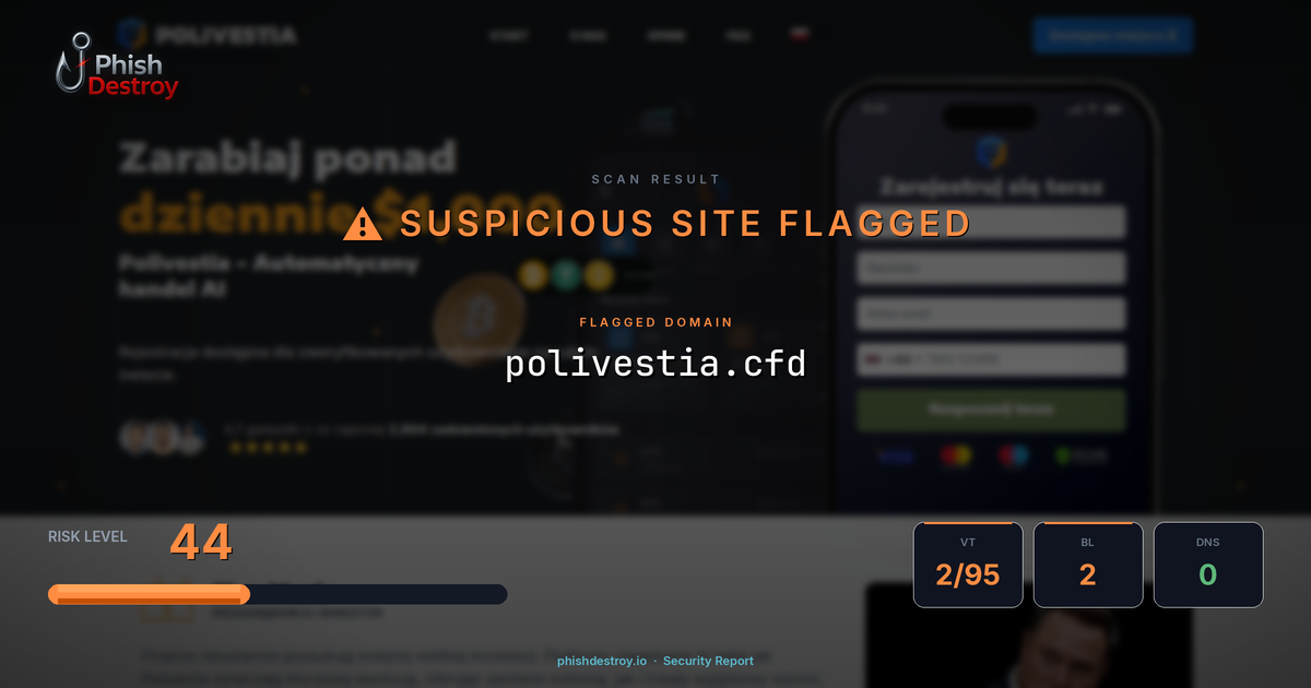 polivestia.cfd phishing report — threat analysis by PhishDestroy