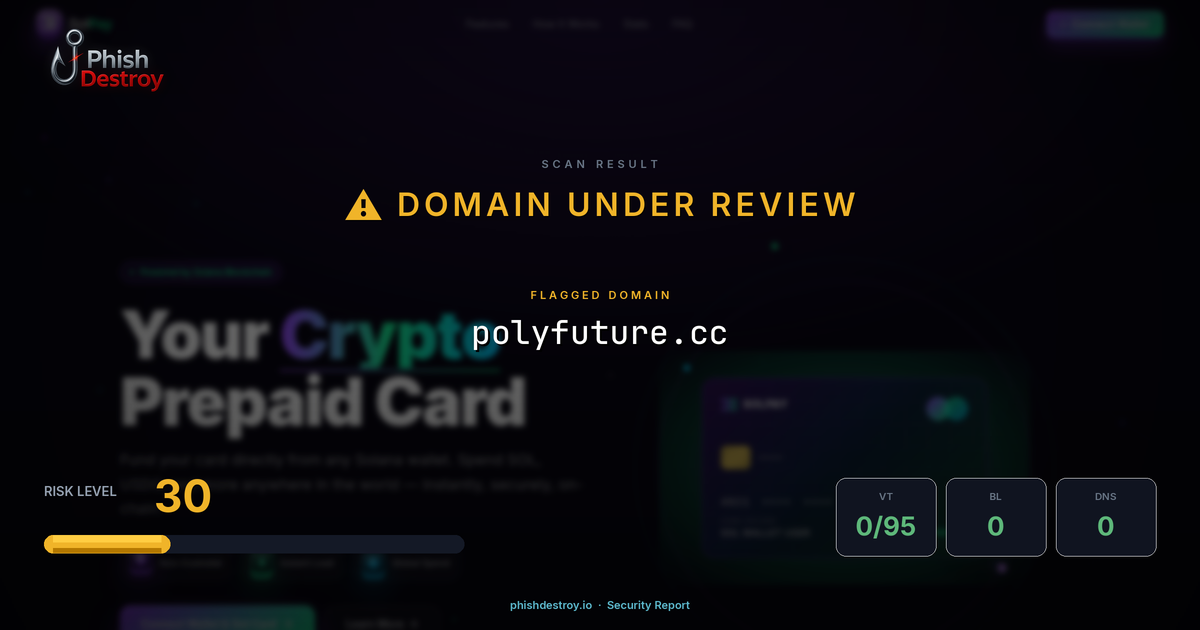 polyfuture.cc phishing report — threat analysis by PhishDestroy