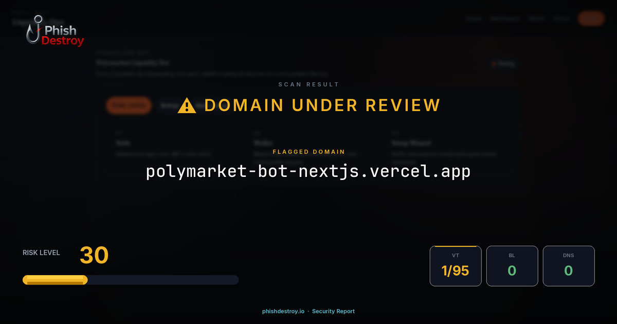 polymarket-bot-nextjs.vercel.app phishing report — threat analysis by PhishDestroy
