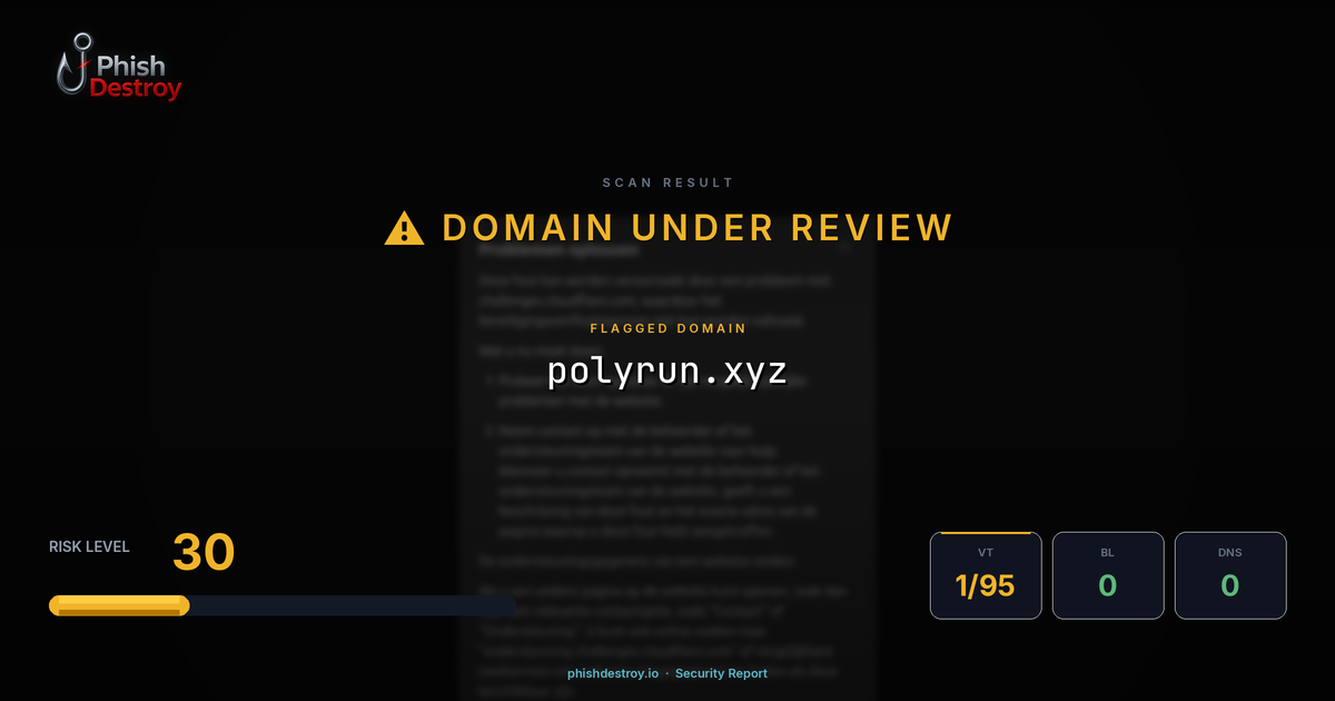polyrun.xyz phishing report — threat analysis by PhishDestroy