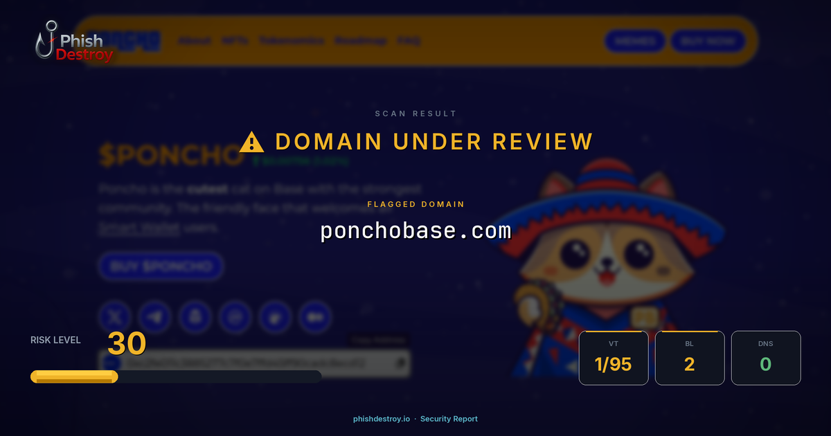 ponchobase.com phishing report — threat analysis by PhishDestroy