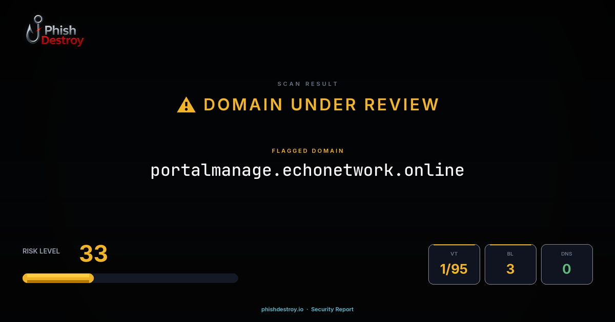 portalmanage.echonetwork.online phishing report — threat analysis by PhishDestroy