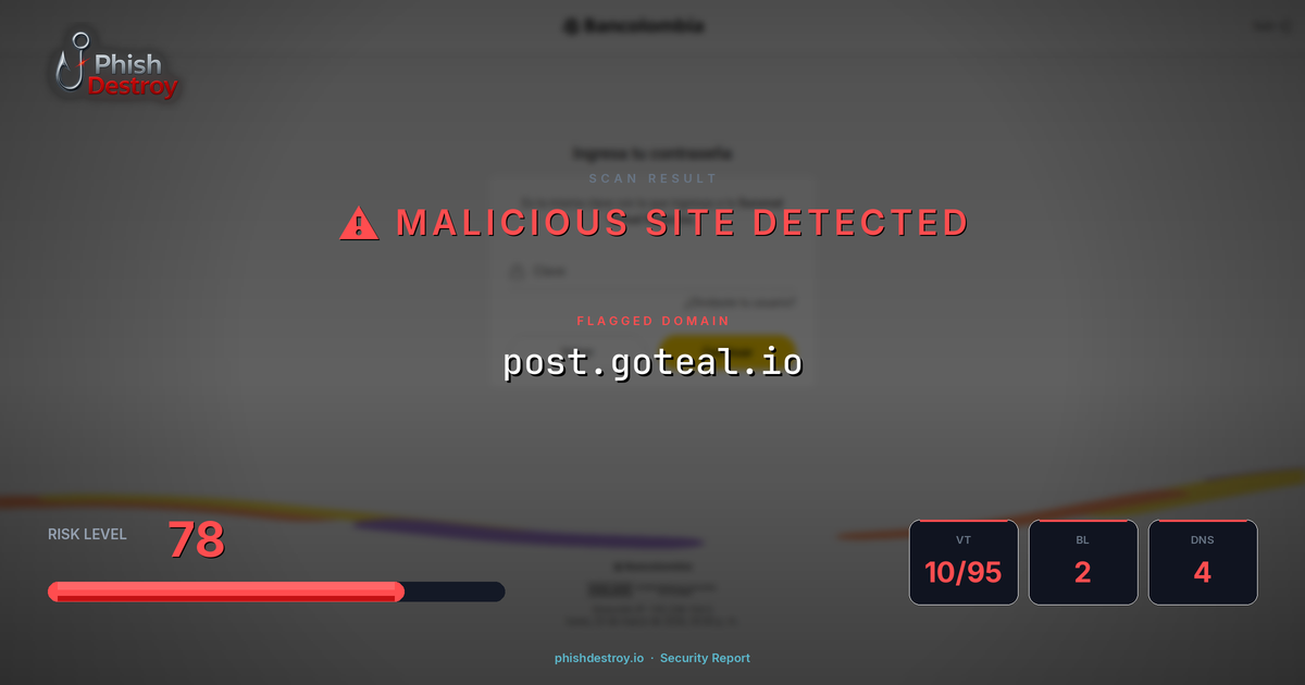 post.goteal.io phishing report — threat analysis by PhishDestroy