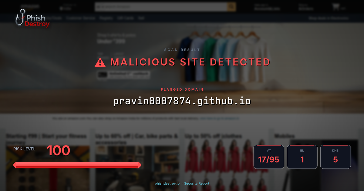 pravin0007874.github.io phishing report — threat analysis by PhishDestroy