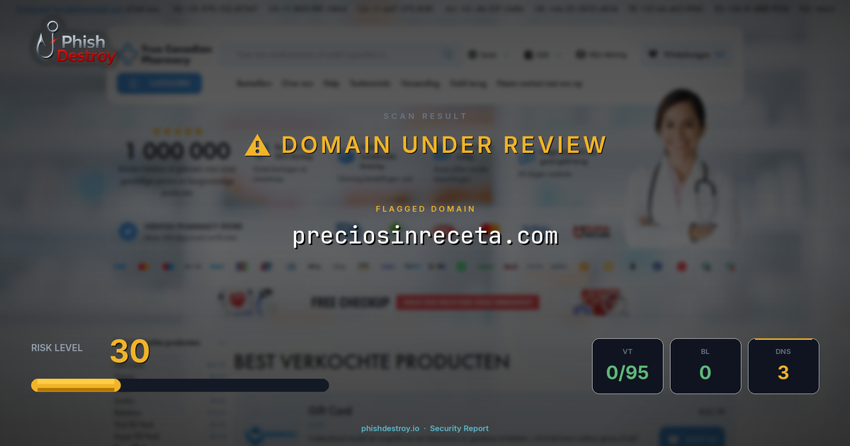 preciosinreceta.com phishing report — threat analysis by PhishDestroy