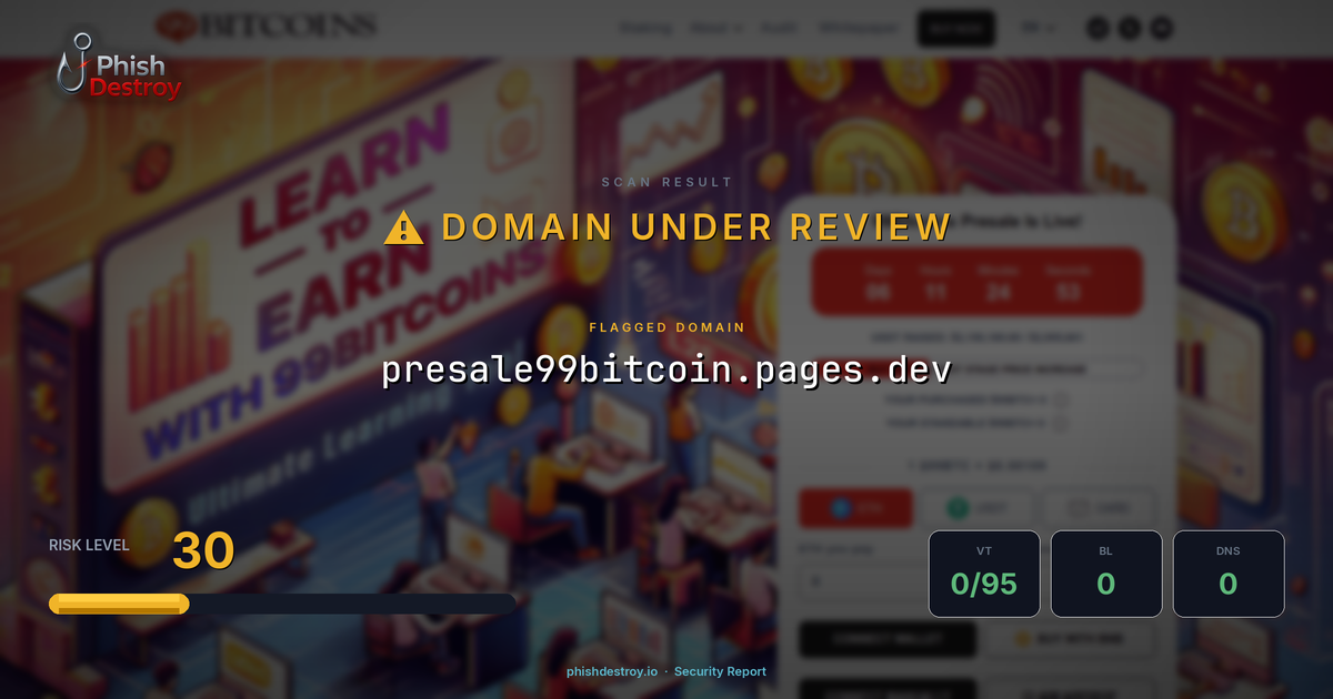 presale99bitcoin.pages.dev phishing report — threat analysis by PhishDestroy