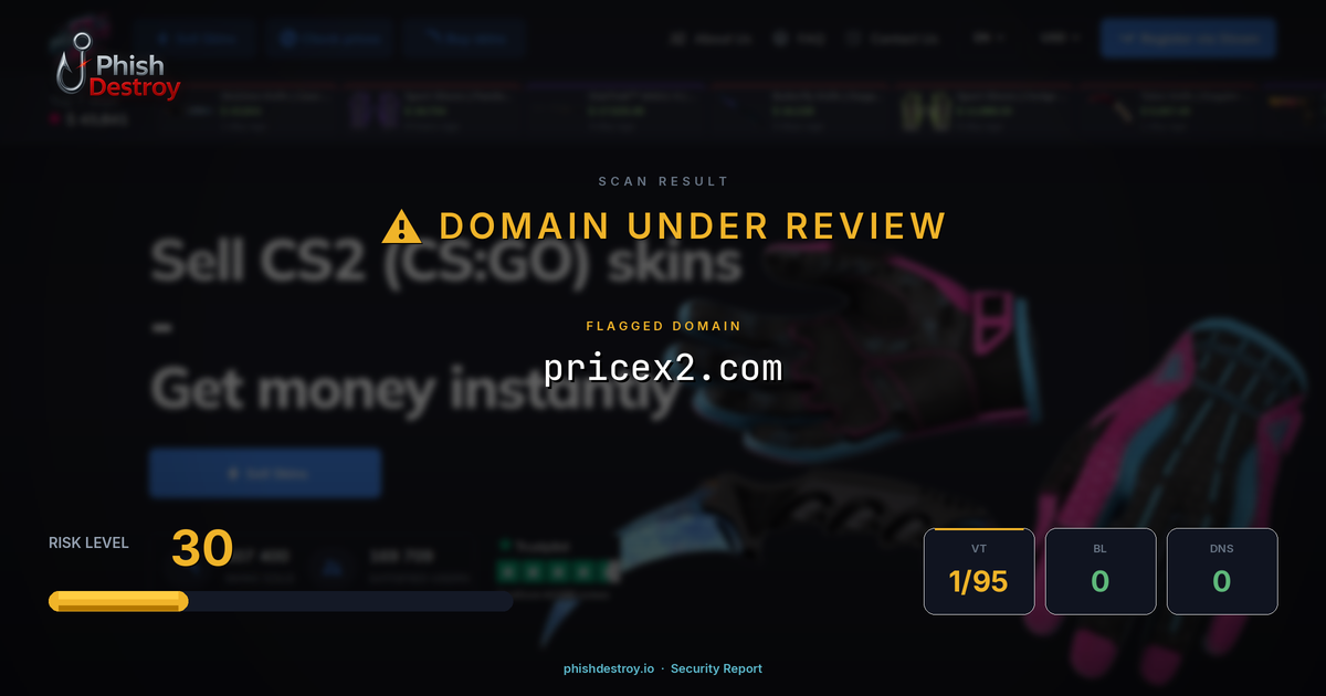 pricex2.com phishing report — threat analysis by PhishDestroy