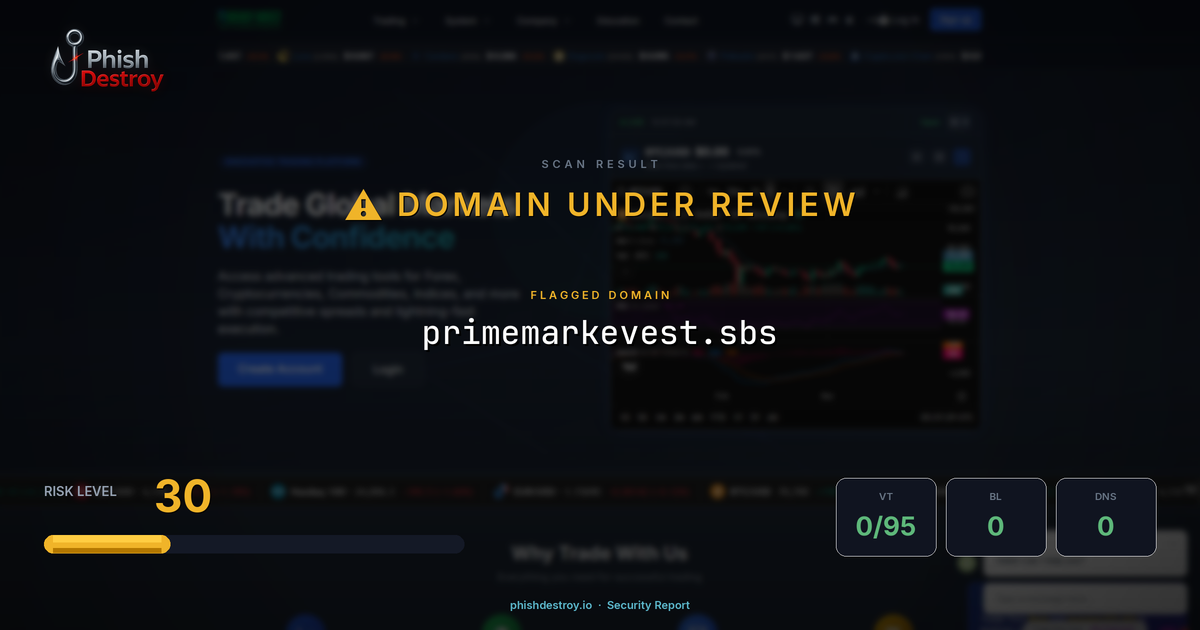primemarkevest.sbs phishing report — threat analysis by PhishDestroy