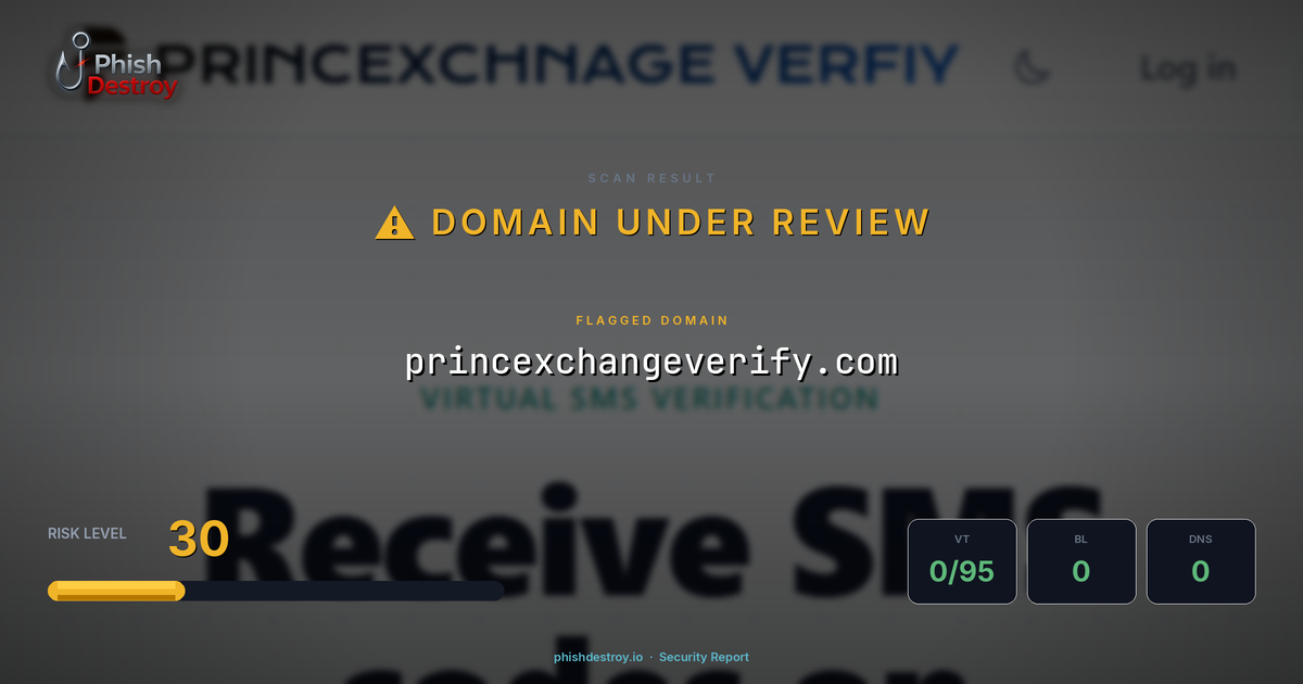 princexchangeverify.com phishing report — threat analysis by PhishDestroy