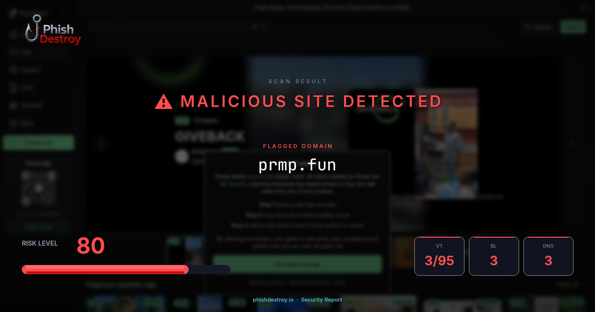 prmp.fun phishing report — threat analysis by PhishDestroy