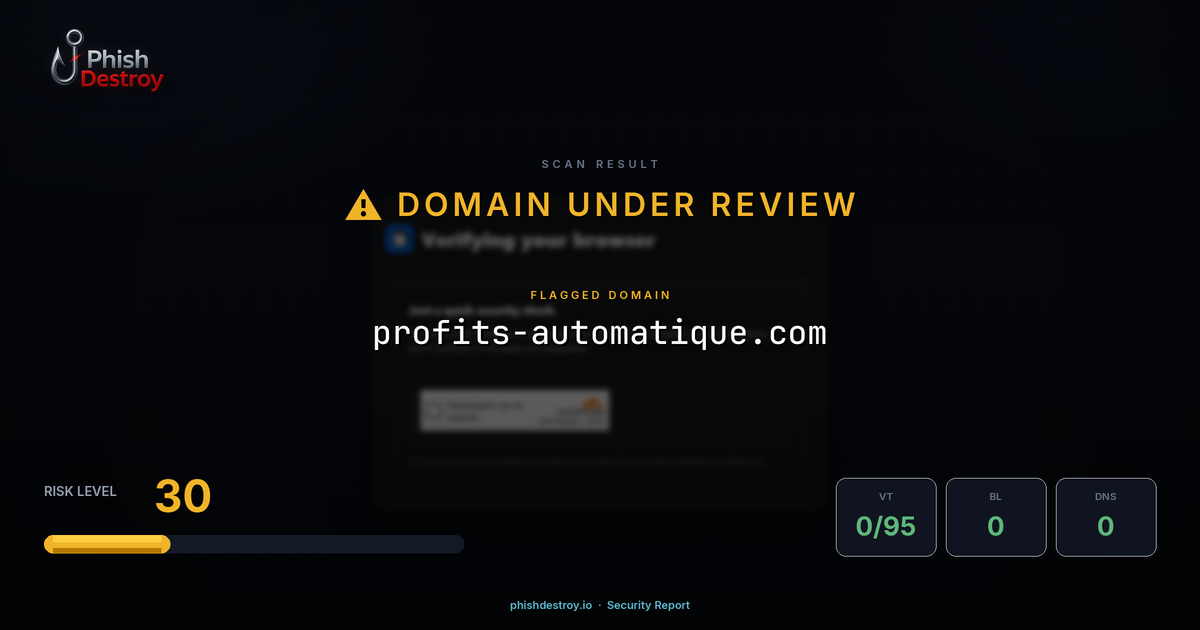 profits-automatique.com phishing report — threat analysis by PhishDestroy