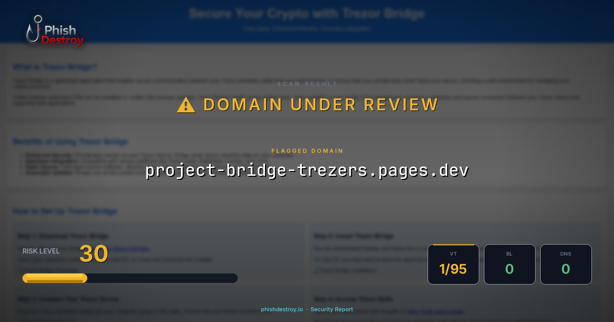 project-bridge-trezers.pages.dev phishing report — threat analysis by PhishDestroy