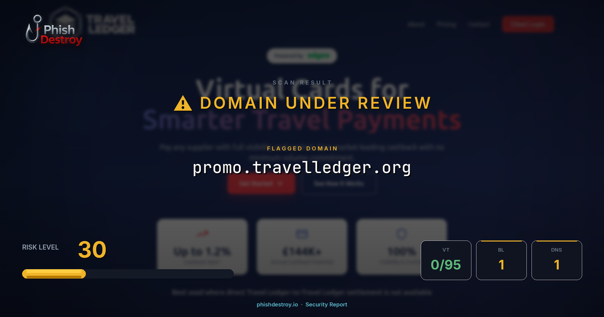 promo.travelledger.org phishing report — threat analysis by PhishDestroy