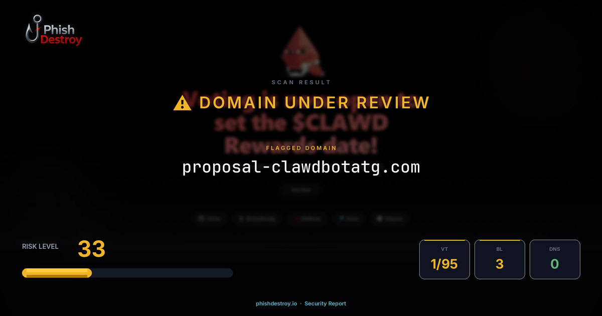 proposal-clawdbotatg.com phishing report — threat analysis by PhishDestroy