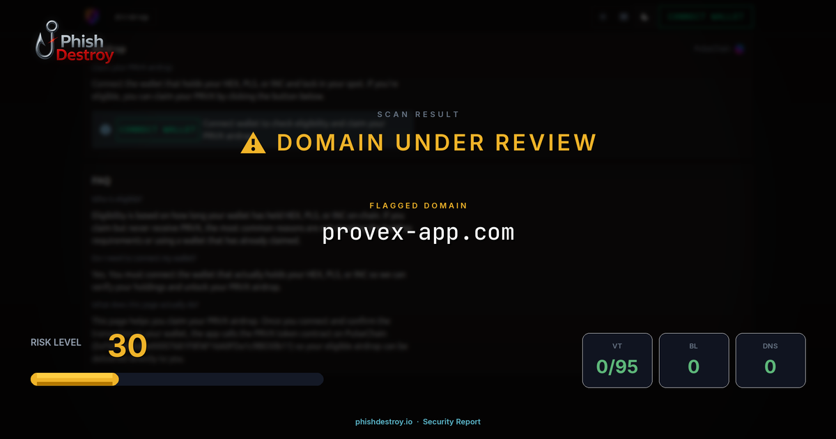 provex-app.com phishing report — threat analysis by PhishDestroy