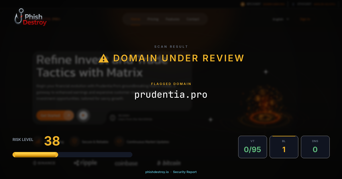 prudentia.pro phishing report — threat analysis by PhishDestroy