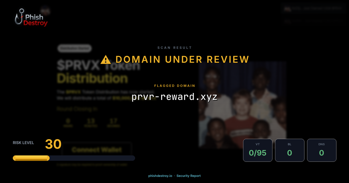 prvr-reward.xyz phishing report — threat analysis by PhishDestroy