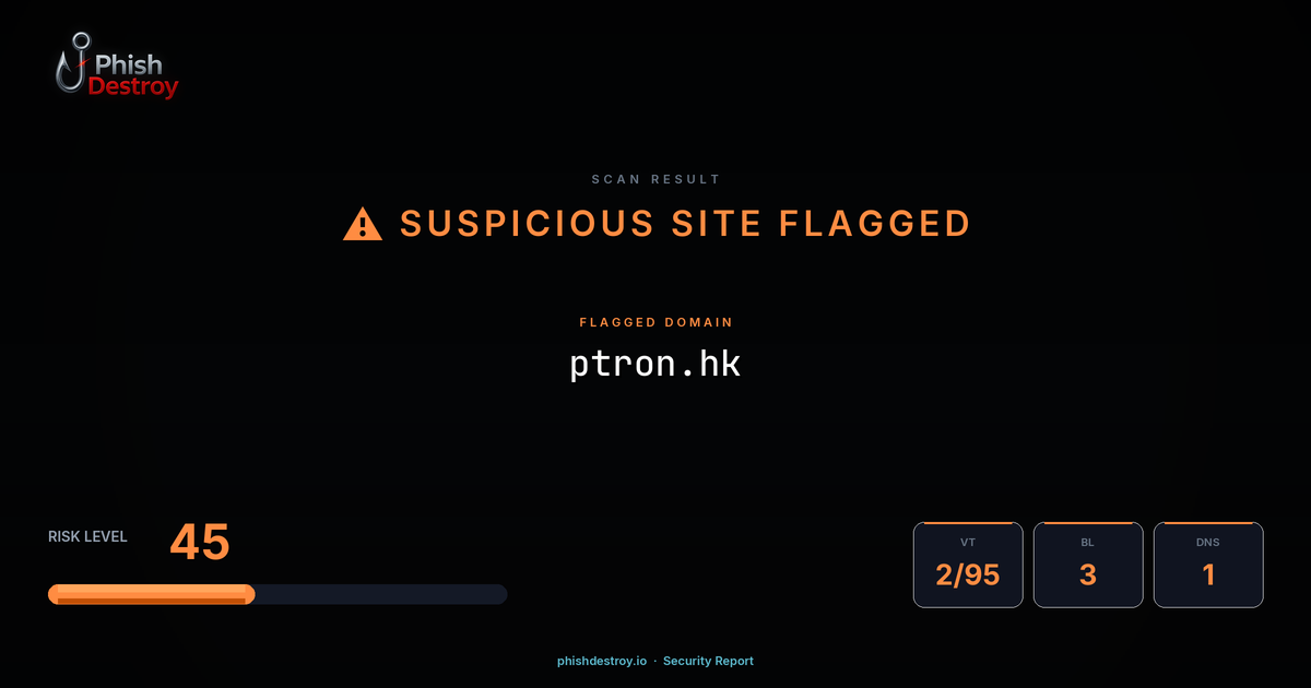 ptron.hk phishing report — threat analysis by PhishDestroy