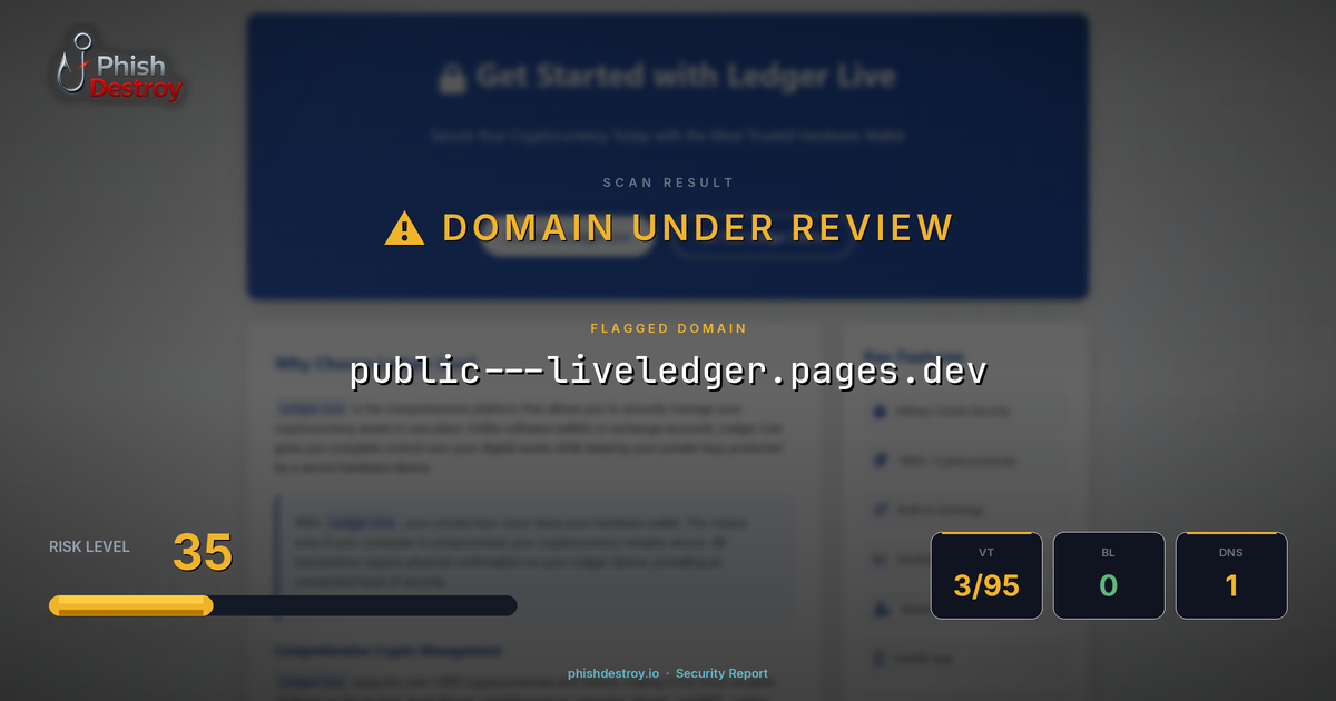 public---liveledger.pages.dev phishing report — threat analysis by PhishDestroy