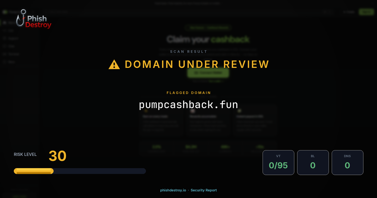 pumpcashback.fun phishing report — threat analysis by PhishDestroy