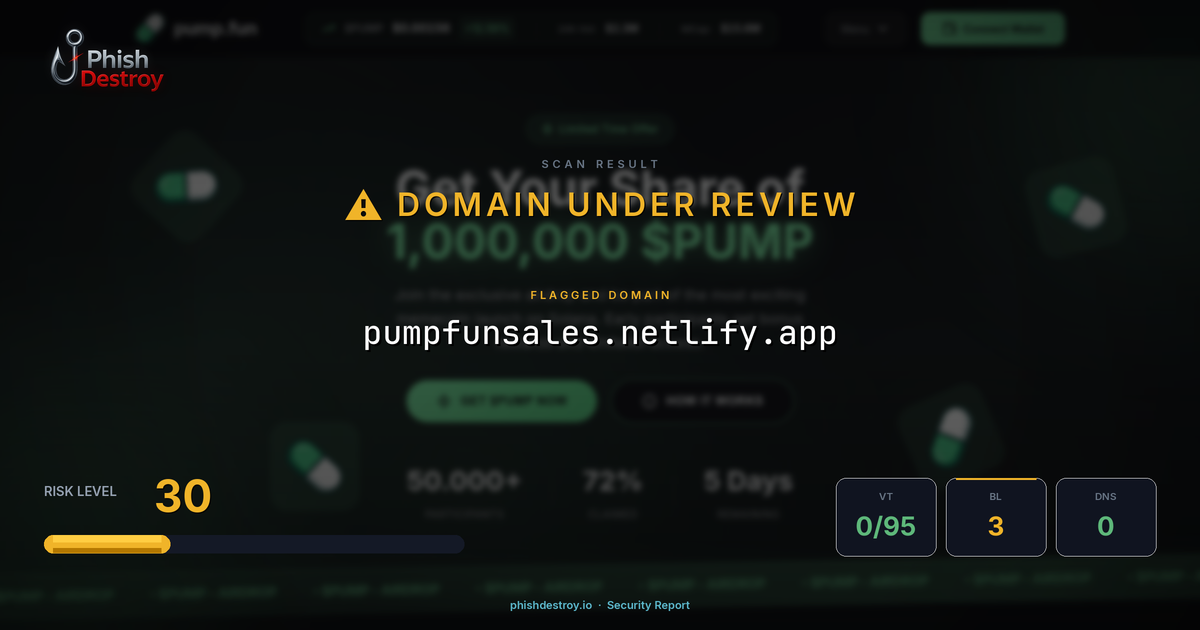 pumpfunsales.netlify.app phishing report — threat analysis by PhishDestroy