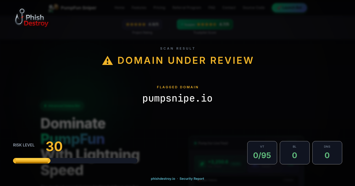 pumpsnipe.io phishing report — threat analysis by PhishDestroy