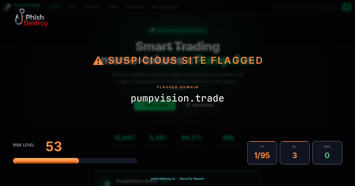pumpvision.trade phishing report — threat analysis by PhishDestroy
