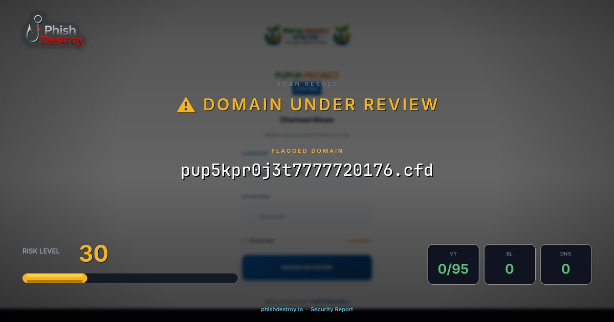 pup5kpr0j3t7777720176.cfd phishing report — threat analysis by PhishDestroy