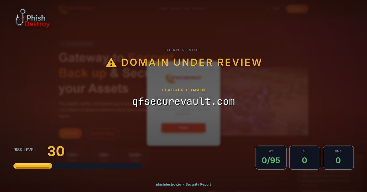 qfsecurevault.com phishing report — threat analysis by PhishDestroy