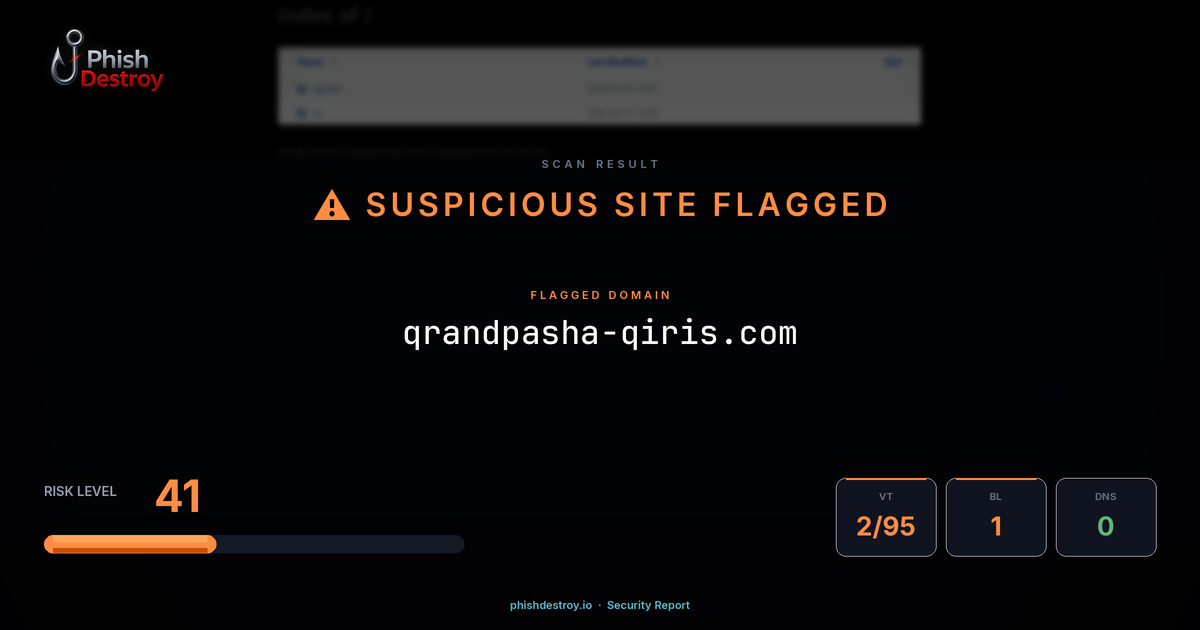 qrandpasha-qiris.com phishing report — threat analysis by PhishDestroy