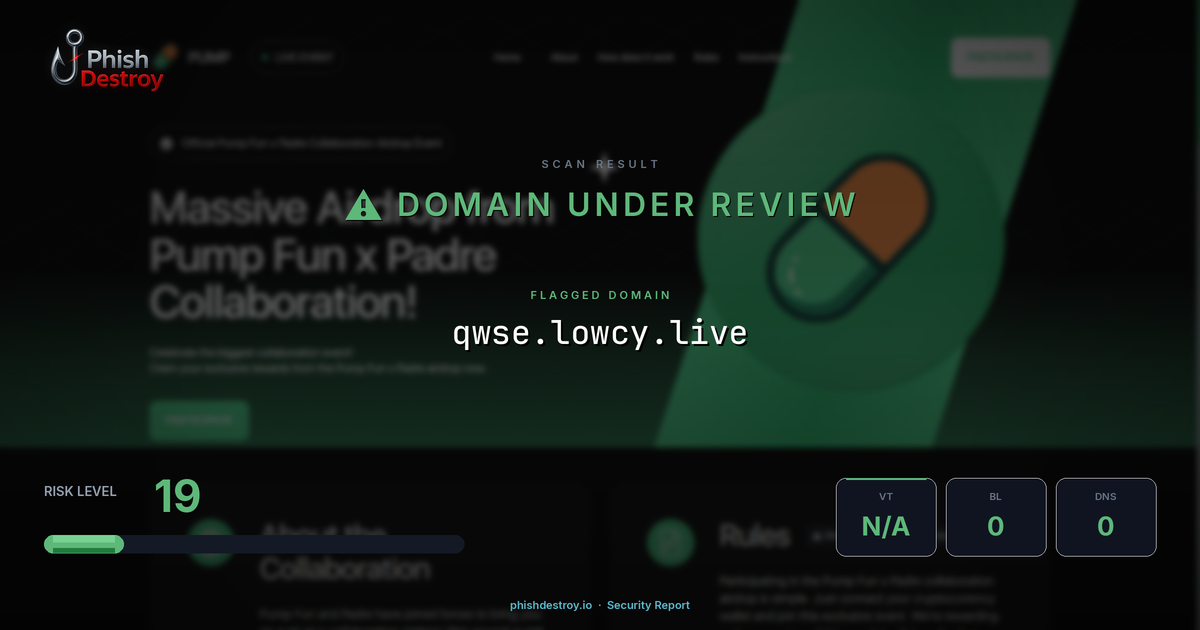 qwse.lowcy.live phishing report — threat analysis by PhishDestroy