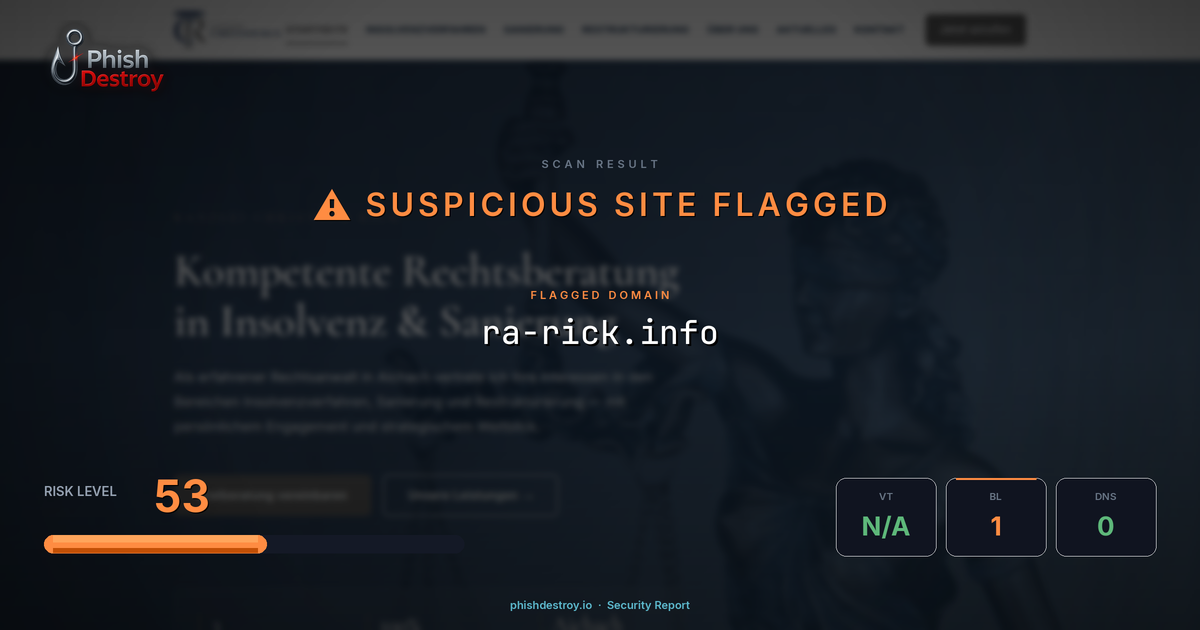 ra-rick.info phishing report — threat analysis by PhishDestroy