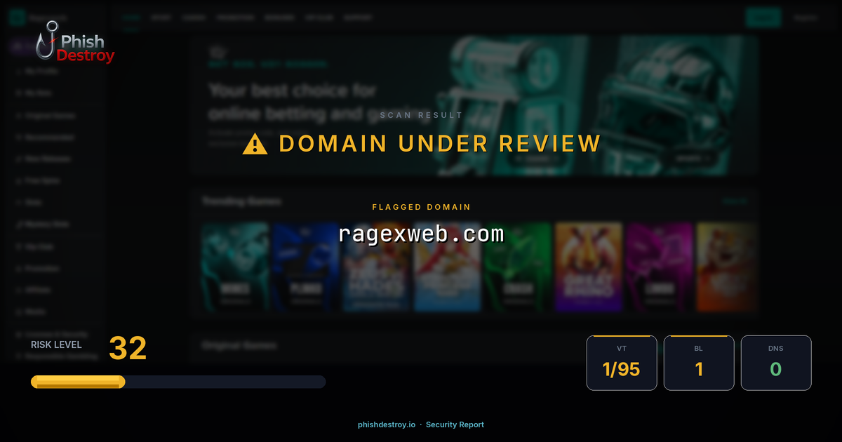 ragexweb.com phishing report — threat analysis by PhishDestroy