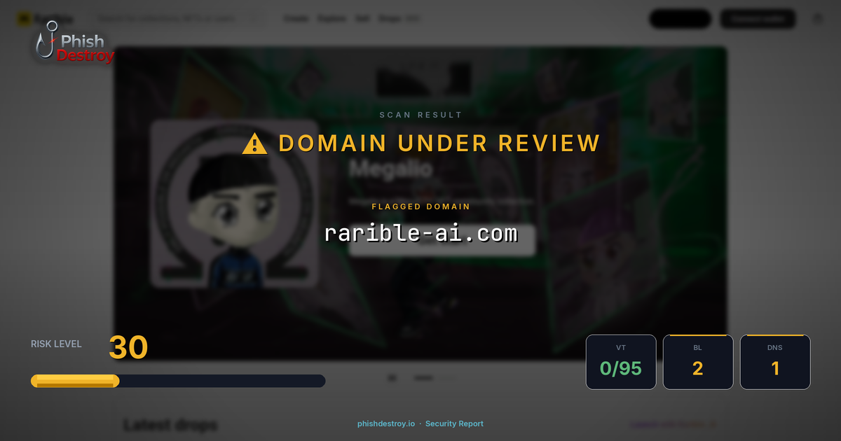 rarible-ai.com phishing report — threat analysis by PhishDestroy