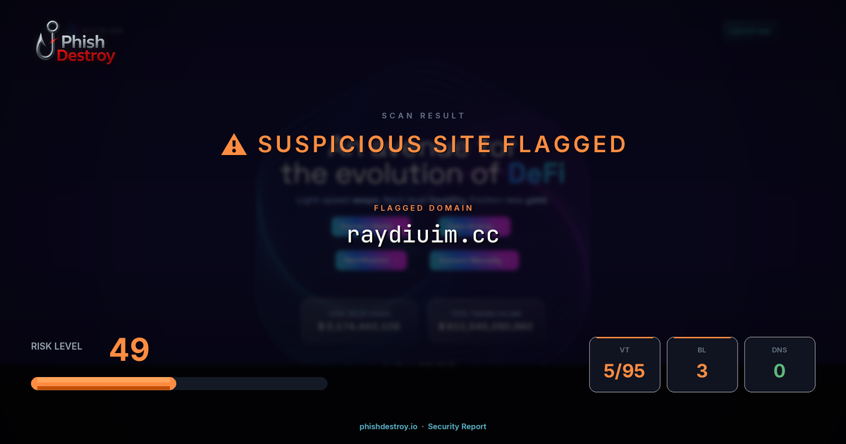raydiuim.cc phishing report — threat analysis by PhishDestroy