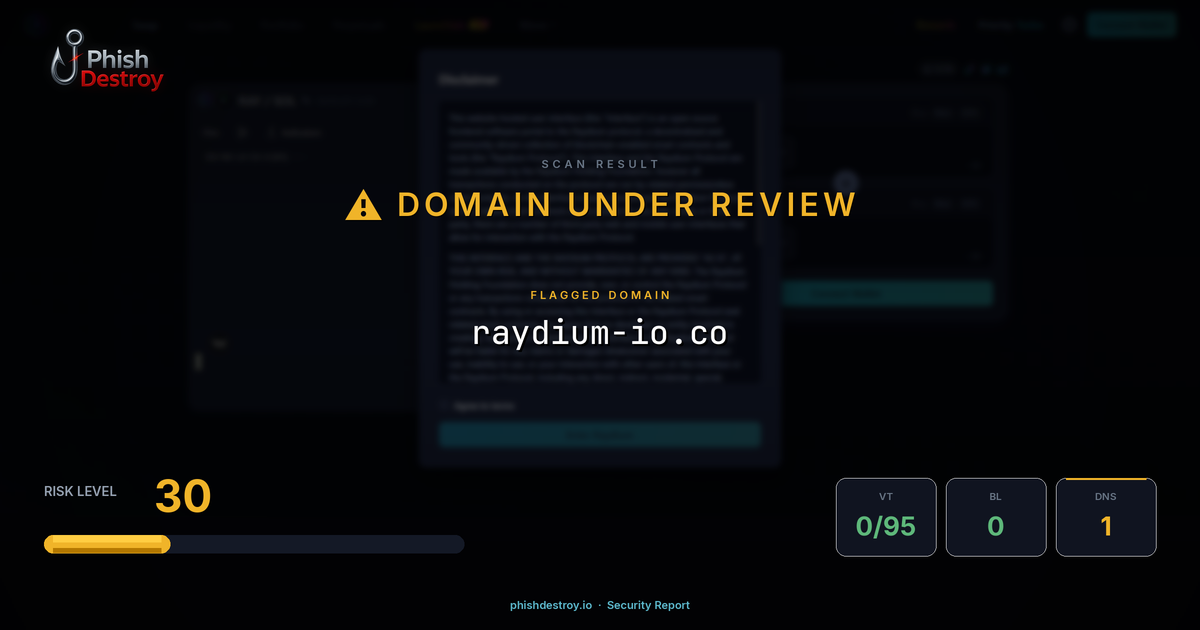 raydium-io.co phishing report — threat analysis by PhishDestroy