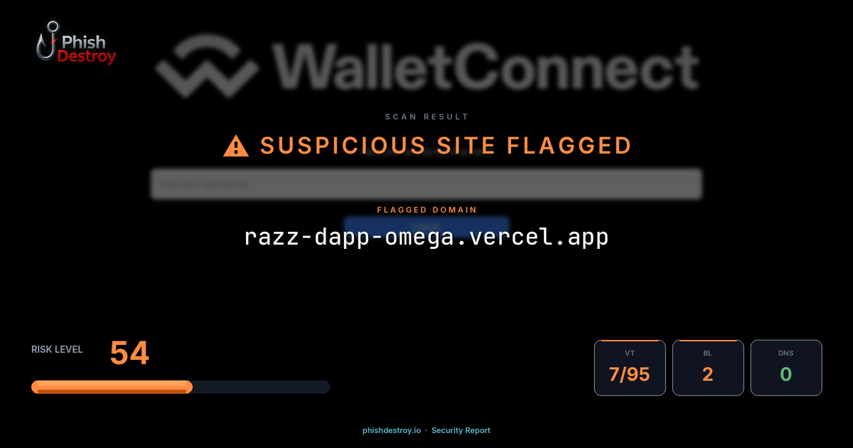 razz-dapp-omega.vercel.app phishing report — threat analysis by PhishDestroy