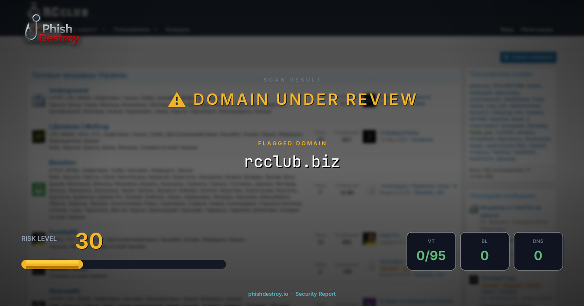 rcclub.biz phishing report — threat analysis by PhishDestroy