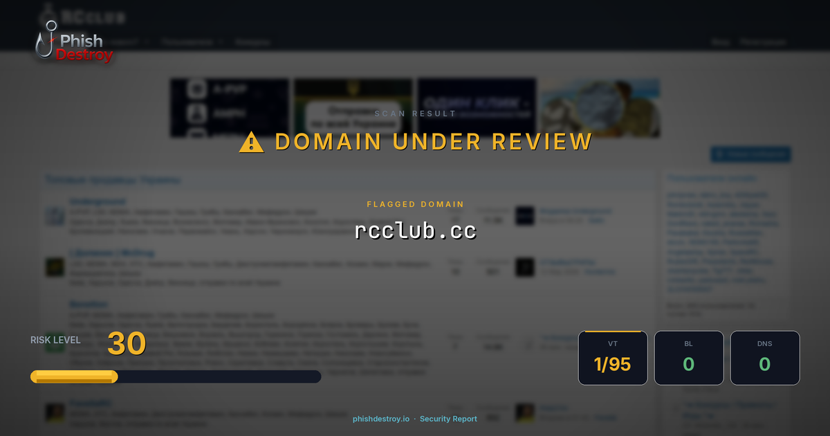 rcclub.cc phishing report — threat analysis by PhishDestroy