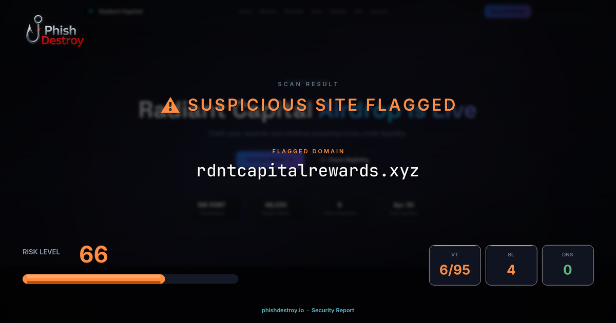 rdntcapitalrewards.xyz phishing report — threat analysis by PhishDestroy