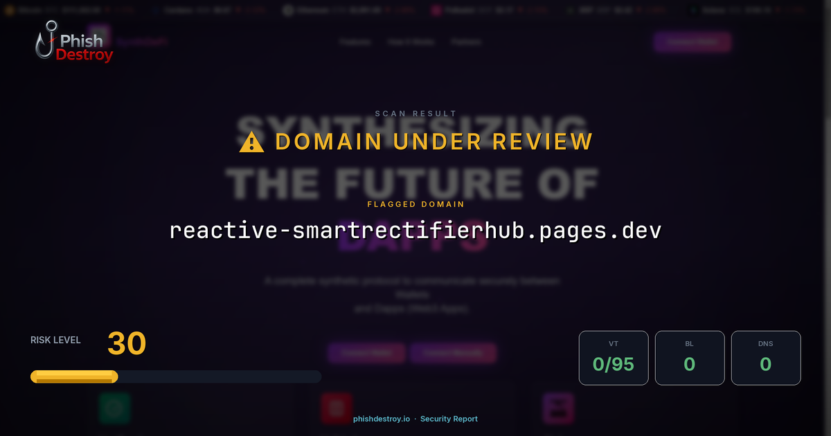 reactive-smartrectifierhub.pages.dev phishing report — threat analysis by PhishDestroy