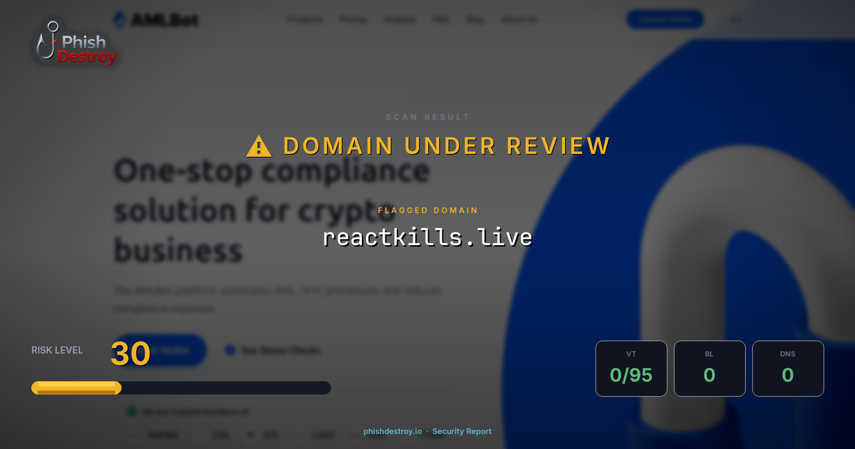 reactkills.live phishing report — threat analysis by PhishDestroy